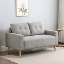 HOMCOM Canapé 2 Places Design Scandinave Dim. 145L X 76l X 88H Cm Pieds Bois Massif Tissu Gris Clair 8 HOMCOM Canapé 2 Places Design Scandinave Dim. 145L X 76l X 88H Cm Pieds Bois Massif Tissu Gris Clair -VIDAXL || Songmics Soldes 27979204 2