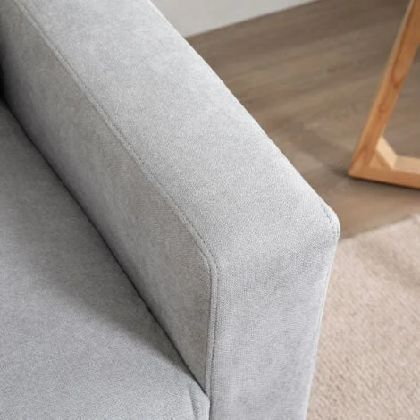 HOMCOM Canapé 2 Places Design Scandinave Dim. 145L X 76l X 88H Cm Pieds Bois Massif Tissu Gris Clair 7 HOMCOM Canapé 2 Places Design Scandinave Dim. 145L X 76l X 88H Cm Pieds Bois Massif Tissu Gris Clair – Image 5