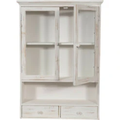 VITRINE EN BOIS FINITION BLANC ANTIQUE L56XPR16XH79 CM STYLE SHABBY -VIDAXL || Songmics Soldes 28088367 5
