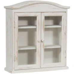 VITRINE EN BOIS FINITION BLANC ANTIQUE L42XPR15XH48 CM STYLE SHABBY