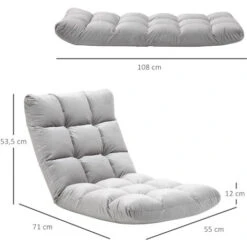 HOMCOM Fauteuil Convertible Fauteuil Paresseux Grand Confort Inclinaison Dossier Multipositions 90°-180° Flanelle Polyester Capitonné Gris Clair -VIDAXL || Songmics Soldes 28091641 3