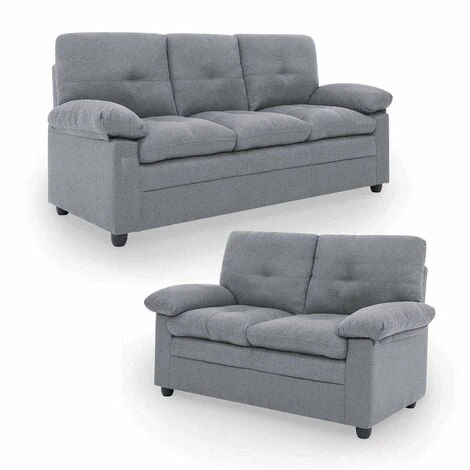 Ensemble Canapés 3+2 Places En Tissu Gris Clair FENIX 3 Ensemble Canapés 3+2 Places En Tissu Gris Clair FENIX