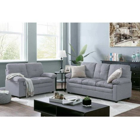 Ensemble Canapés 3+2 Places En Tissu Gris Clair FENIX 4 Ensemble Canapés 3+2 Places En Tissu Gris Clair FENIX – Image 2