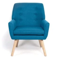 Fauteuil Scandinave NAT En Tissu Bleu Canard -VIDAXL || Songmics Soldes 28381073 4