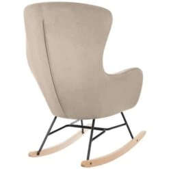 Fauteuil À Bascule Chaise Berçante Pour Salon Intérieur Bois Métal Velours Gris -VIDAXL || Songmics Soldes 28415788 3