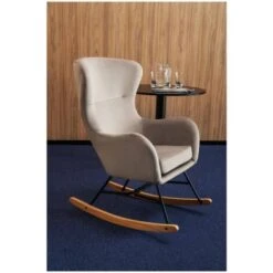 Fauteuil À Bascule Chaise Berçante Pour Salon Intérieur Bois Métal Velours Gris -VIDAXL || Songmics Soldes 28415788 4