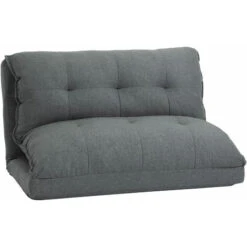 HOMCOM Chauffeuse - Matelas D'appoint Pliant - Fauteuil Convertible - Inclinaison Dossier Réglable 13 Positions - Tissu Lin