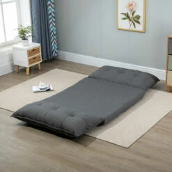 HOMCOM Chauffeuse - Matelas D'appoint Pliant - Fauteuil Convertible - Inclinaison Dossier Réglable 13 Positions - Tissu Lin -VIDAXL || Songmics Soldes 29035017 4