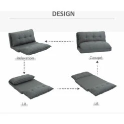 HOMCOM Chauffeuse - Matelas D'appoint Pliant - Fauteuil Convertible - Inclinaison Dossier Réglable 13 Positions - Tissu Lin -VIDAXL || Songmics Soldes 29035017 5