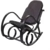 Fauteuil à Bascule Rocking Chair En Bois Noyer Assise En Cuir Patchwork Marron
