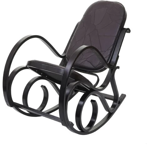 Fauteuil à Bascule Rocking Chair En Bois Noyer Assise En Cuir Patchwork Marron 3 Fauteuil à Bascule Rocking Chair En Bois Noyer Assise En Cuir Patchwork Marron
