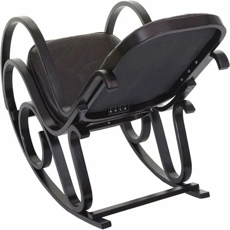 Fauteuil à Bascule Rocking Chair En Bois Noyer Assise En Cuir Patchwork Marron 5 Fauteuil à Bascule Rocking Chair En Bois Noyer Assise En Cuir Patchwork Marron – Image 3