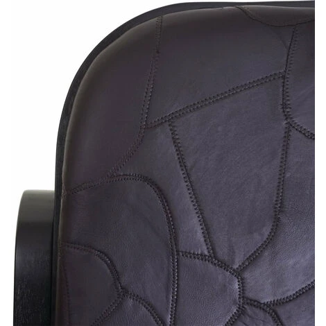 Fauteuil à Bascule Rocking Chair En Bois Noyer Assise En Cuir Patchwork Marron 6 Fauteuil à Bascule Rocking Chair En Bois Noyer Assise En Cuir Patchwork Marron – Image 4