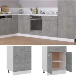 Armoire De Plancher à Tiroir Gris Béton 60x46x81,5 Cm Aggloméré VidaXL -VIDAXL || Songmics Soldes 29417869 2