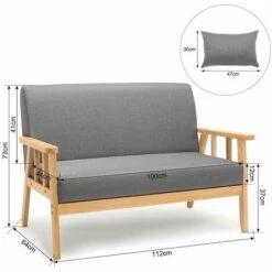 Canapé 2 Places,Fauteuil Salon Scandinave Cadre En Bois Surface En Tissu Lin,Gris Foncé - Meerveil -VIDAXL || Songmics Soldes 29662753 4