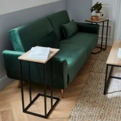 Canapé Convertible Design En Velours - Oskar - 2 - 3 Places Scandinave Droit Avec Pieds Fins Or Rose Velours Vert Anglais -VIDAXL || Songmics Soldes 30057818 5