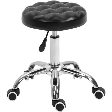 HOMCOM Tabouret Massage à Roulettes Réglable En Hauteur Pivotant 360° Assise Synthétique Capitonnée Noire 3 HOMCOM Tabouret Massage à Roulettes Réglable En Hauteur Pivotant 360° Assise Synthétique Capitonnée Noire