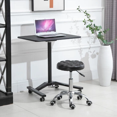 HOMCOM Tabouret Massage à Roulettes Réglable En Hauteur Pivotant 360° Assise Synthétique Capitonnée Noire 4 HOMCOM Tabouret Massage à Roulettes Réglable En Hauteur Pivotant 360° Assise Synthétique Capitonnée Noire – Image 2