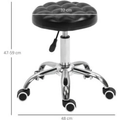 HOMCOM Tabouret Massage à Roulettes Réglable En Hauteur Pivotant 360° Assise Synthétique Capitonnée Noire 9 HOMCOM Tabouret Massage à Roulettes Réglable En Hauteur Pivotant 360° Assise Synthétique Capitonnée Noire -VIDAXL || Songmics Soldes 31459137 3