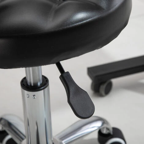 HOMCOM Tabouret Massage à Roulettes Réglable En Hauteur Pivotant 360° Assise Synthétique Capitonnée Noire 6 HOMCOM Tabouret Massage à Roulettes Réglable En Hauteur Pivotant 360° Assise Synthétique Capitonnée Noire – Image 4