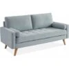 Canapé 3 Places Scandinave Fixe. Droit. Pieds Bois Polyester Gris Clair -VIDAXL || Songmics Soldes 31614656 1