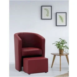 NUNO Fauteuil Cabriolet + Pouf En Simili Rouge - L 59 X P 63 X H 77 Cm -VIDAXL || Songmics Soldes 31955080 2