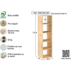 Étagère Modulaire En Pin Massif Dinamic 5 Tablettes -VIDAXL || Songmics Soldes 31955906 3