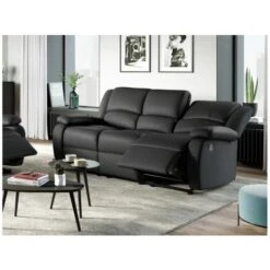 Canapé Relaxation Manuel 3 Places Simili Cuir DETENTE - Noir -VIDAXL || Songmics Soldes 32170244 3