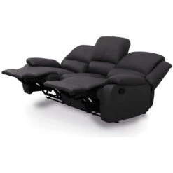 Canapé Relaxation Manuel 3 Places Simili Cuir DETENTE - Noir -VIDAXL || Songmics Soldes 32170244 4