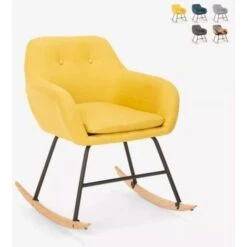 Fauteuil Patchwork à Bascule En Tissu Design Moderne Woodpecker Couleur: Jaune