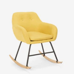 Fauteuil Patchwork à Bascule En Tissu Design Moderne Woodpecker Couleur: Jaune -VIDAXL || Songmics Soldes 32510731 3