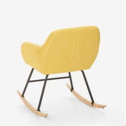 Fauteuil Patchwork à Bascule En Tissu Design Moderne Woodpecker Couleur: Jaune -VIDAXL || Songmics Soldes 32510731 4