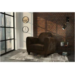 Fauteuil Club IKAINEN - Tissu Marron - Vintage - L 89 X P 81 X H 75 Cm -VIDAXL || Songmics Soldes 34108215 3