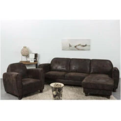 Fauteuil Club IKAINEN - Tissu Marron - Vintage - L 89 X P 81 X H 75 Cm -VIDAXL || Songmics Soldes 34108215 4