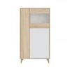 Vitrine Salon 142 Cm Alabama Blanc Mat Et Chêne Avec Trois Portes Chêne Et Blanc -VIDAXL || Songmics Soldes 34695128 1