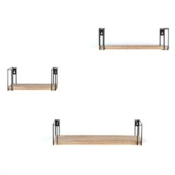 Lot De 3 étagères Murales LILY Bois Et Métal Design Industriel -VIDAXL || Songmics Soldes 34878071 3