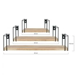 Lot De 3 étagères Murales LILY Bois Et Métal Design Industriel -VIDAXL || Songmics Soldes 34878071 5