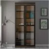 Vitrine Salon 200 Cm Noir Mat Et Noyer Avec Deux Portes Et Cinq étagères Noir Et Noyer -VIDAXL || Songmics Soldes 35986425 1