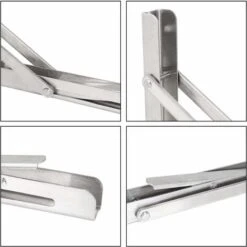LITZEE Equerre Pliable Équerres Pour Étagères, Lot De 2 Pcs Support D'étagère Pliant En Acier Inoxydable, Equerre Rabattable Murale - Equerre Escamotable Avec Vis - 350mm X 175mm - (14 Inch) Argent -VIDAXL || Songmics Soldes 36737304 4