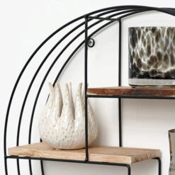 Etagère Murale En Métal Noir - 3 Planches En Bois - Ronde - 50x11 Cm -VIDAXL || Songmics Soldes 36750290 2