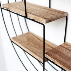 Etagère Murale En Métal Noir - 3 Planches En Bois - Ronde - 50x11 Cm -VIDAXL || Songmics Soldes 36750290 4