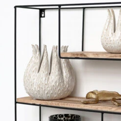 Etagère Murale En Métal Noir - 4 Planches En Bois - Rectangulaire - 55x45x11 Cm -VIDAXL || Songmics Soldes 36750323 3