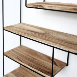 Etagère Murale En Métal Noir - 4 Planches En Bois - Rectangulaire - 55x45x11 Cm -VIDAXL || Songmics Soldes 36750323 5