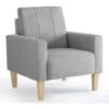 Fauteuil-Chaise Moderne En Tissu à Dossier Bas, Canapé 1 Place Avec Pieds, Structure En Bois Massif, Gris Clair-Meerveil -VIDAXL || Songmics Soldes 36802870 1