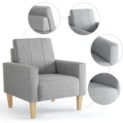 Fauteuil-Chaise Moderne En Tissu à Dossier Bas, Canapé 1 Place Avec Pieds, Structure En Bois Massif, Gris Clair-Meerveil 11 Fauteuil-Chaise Moderne En Tissu à Dossier Bas, Canapé 1 Place Avec Pieds, Structure En Bois Massif, Gris Clair-Meerveil -VIDAXL || Songmics Soldes 36802870 5