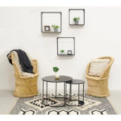 Tables Basses En Métal Teinté Noir (Lot De 2) -VIDAXL || Songmics Soldes 36982720 2