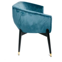 Canapé 2 Places Velours Bleu Paon Rembourré Pied Noir Doré Glamour Tendance Design 131x67x79CM- Canapé Droit -VIDAXL || Songmics Soldes 37214088 4