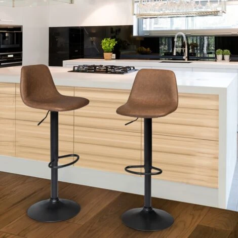 Lot De 2 Tabourets De Bar TEXAS Marron Vintage 4 Lot De 2 Tabourets De Bar TEXAS Marron Vintage – Image 2