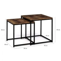 Lot De 2 Tables Basses Gigognes DAYTON 40/45 Plateau épais Effet Vieilli Design Industriel -VIDAXL || Songmics Soldes 37540773 4