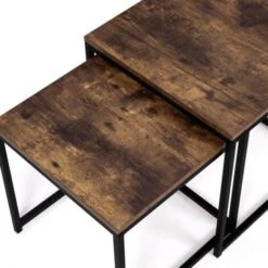 Lot De 2 Tables Basses Gigognes DAYTON 40/45 Plateau épais Effet Vieilli Design Industriel -VIDAXL || Songmics Soldes 37540773 5